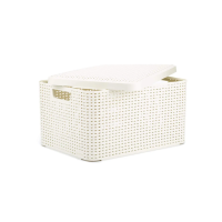 Корзина RATTAN STYLE BOX M + крышка кремовая