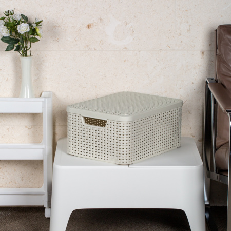 Корзина RATTAN STYLE BOX M кремовая