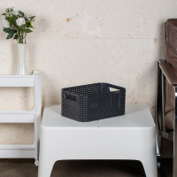 Корзина RATTAN STYLE BOX S + крышка тёмно-серая