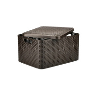 Корзина RATTAN STYLE BOX L 30л+крышка тёмно-коричневая