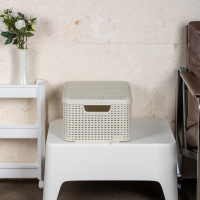 Корзина RATTAN STYLE BOX M + крышка кремовая