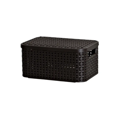 Корзина RATTAN STYLE BOX S + крышка тёмно-коричневая