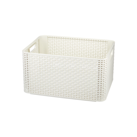 Корзина RATTAN STYLE BOX L 30л+крышка кремовая