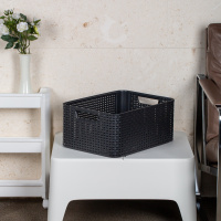 Корзина RATTAN STYLE BOX M + крышка тёмно-серая