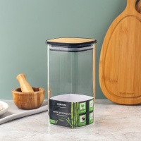 Банка из боросиликатного стекла для хранения сыпучих продуктов квадратная BAMBOO 1400мл